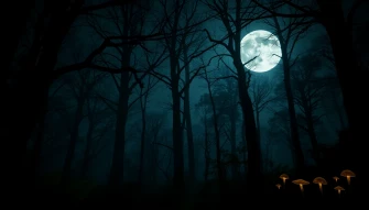Dark Forest With Moon Wallpaper
