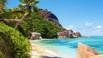 Erde Natur Strand Seychelles Island Ozean Feiertag Wallpaper