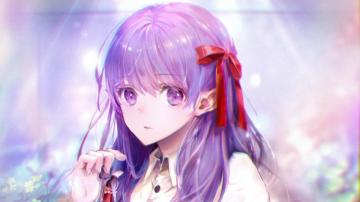 Beautiful Anime Girl Purple Hair Matou Sakura Fate Grand Order 4k