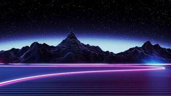Desktop Neon Mountain Wallpaper Dark Aesthetic
