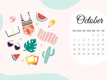 October HD Calendar Wallpaper In Desktop