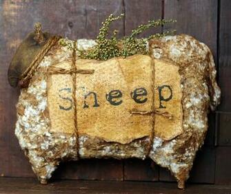 Primitive Folk Art Sheep By Old World