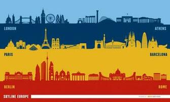 European Landmarks Skyline Vector