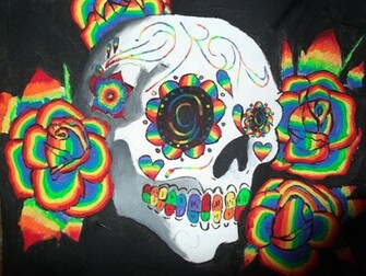 Trippy Rainbow Skull By Poisenandpotions