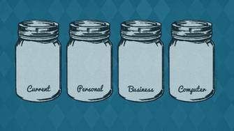 Teal Blue Mason Jars Desktop Organizer Wallpaper Background