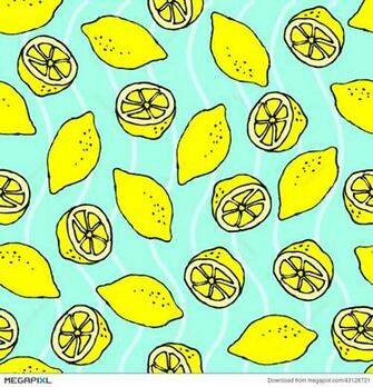 Lemon Seamless Pattern Blue Background Illustration