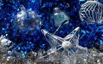 Silver And Blue Ornaments Wallpaper
