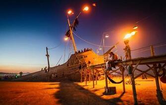 Wallpaper The Sky Lights People Ship Art Usa Nevada