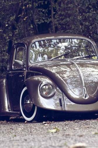 Brown Volkswagen Beetle Stance Wallpaper For iPhone