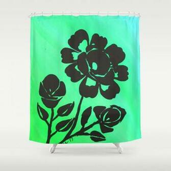 Green Silhouette Roses Varigated Background Acrylic Art Shower