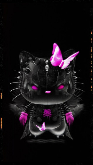 Cute Black And Pink Hello Kitty Background Wallpaper