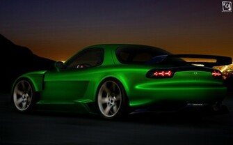 Wallpaper Green Mazda Rx7