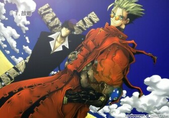 Vash The Stampede Nicholas Wolfwood Anime Stamped Desktop Wallpaper