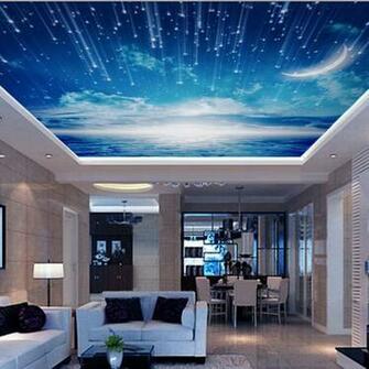 Cheap Venta Al Por Mayor Cielo Azul 3d De Pared Y Techo Murales
