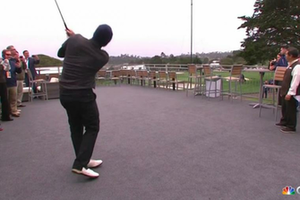 Pebble Beach Pro Am Tony Romo Hits Perfect Shot From Carpet