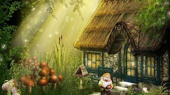 Casa Secreta De Gnomos En El Bosque Wallpaper