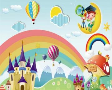 Beibehang Custom Wallpaper Kids Room Mural Rainbow Castle Cartoon