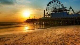 Sunset On Santa Monica Pier Wallpaper Walltor