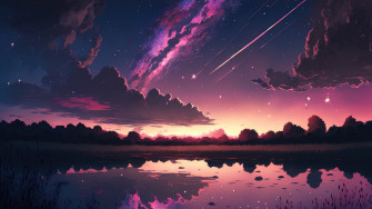 Sunset Anime Comet Stars Scenery 4k Wallpaper iPhone HD Phone 7710i