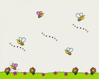 Kindergarten Wallpaper With Flowers And Honey Bee