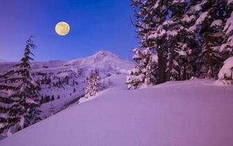 Full Moon Over The Snowy Mountain Wallpaper