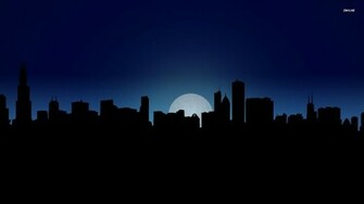 Chicago Skyline At Night Wallpaper Vector