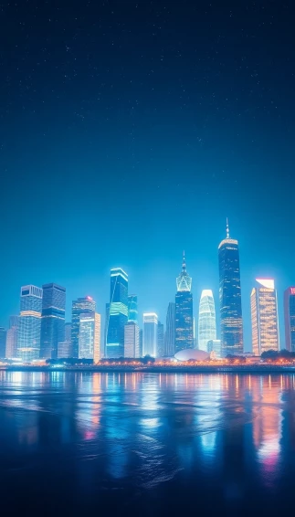 Blue Night City Wallpaper