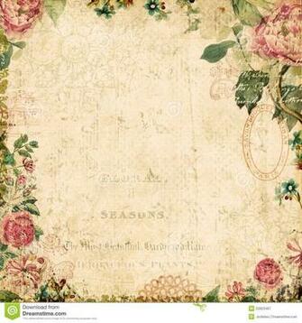 Vintage Style Botanical Floral Framed Background From Over