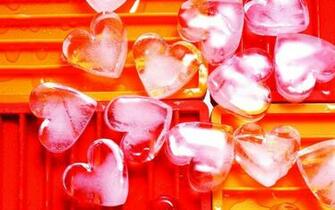 3d Hearts Colors Bright Festive Love Romance Ice Contrast Wallpaper