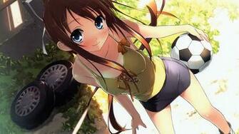Cute Cartoon Girl Football HD Wallpaper