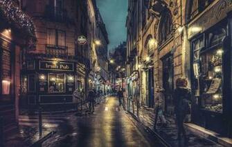 Wallpaper Paris Night France Street People Lamps Cityscape