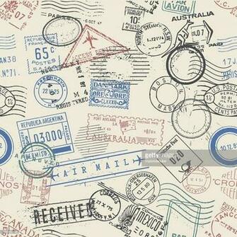 Seamless Vector Postage Stamps Wallpaper Travel Stamp Vintage