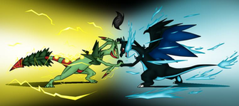 Mega Sceptile Vs Charizard X By Jhony Rex
