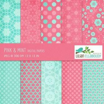 Pink And Mint Papers Set Of Great For Scrapbooking Web