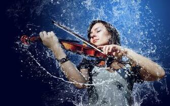 Girl Violin Water Wallpaper And Image Pictures Photos
