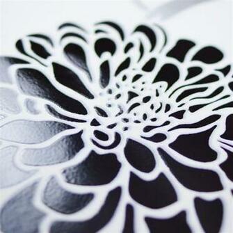 Floral Wallpaper Black Flowers On White Flocked Velvet 10m Roll