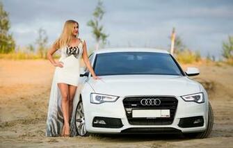 Wallpaper Look Audi Girls Beautiful Girl White Car Posing On