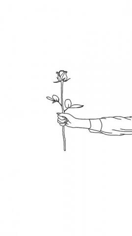 Senior Hyunjin Complete Flowers Black Background Line Art