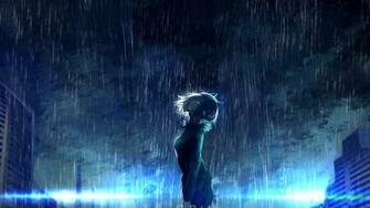 Anime Girl Scenic Raining Animal
