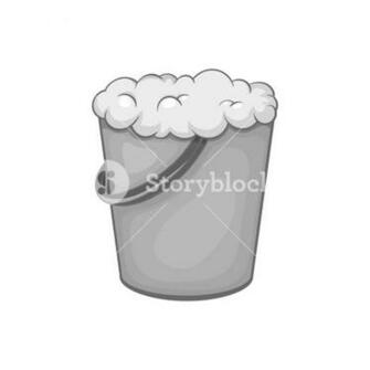 Bucket Of Foam Icon In Black Monochrome Style Isolated On White