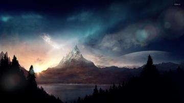 Sharp Cliff Warming In The Calm Sunset Sun Wallpaper Artistic