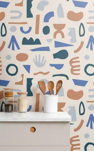 Abstract Shapes Wallpaper Rustic Design Muralswallpaper In