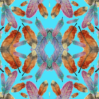 Feather Ciano Wallpaper Ocaelis Spoonflower