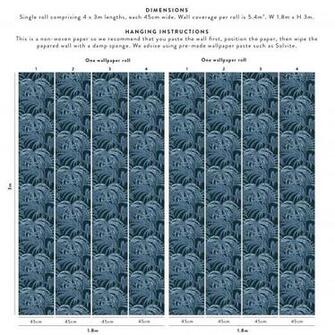 Palmeral Wallpaper Midnight Azure