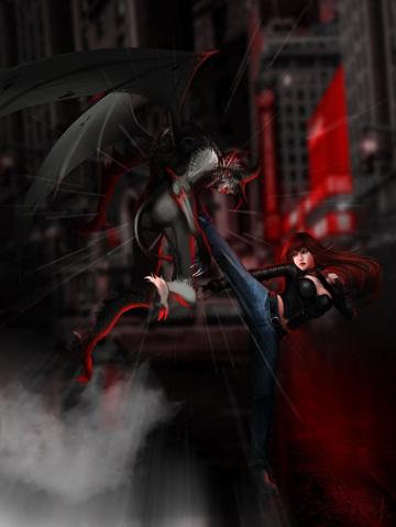 Desktop Wallpaper Demons Redhead Girl Fight Girls Fantasy