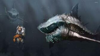 Sharks Attacking The Diver Wallpaper HD