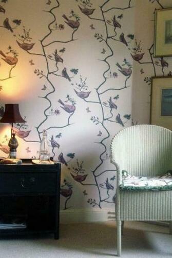 Louise Body Pavilion Birds Blue Wallpaper