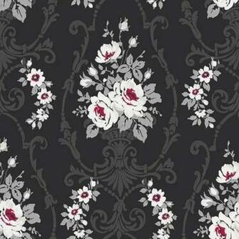 Black White Red Silver Grey Darcy Floral Damask Arthouse