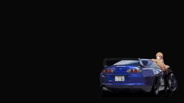 Wallpaper Toyota Supra Mk4 Anime Girls Black Background