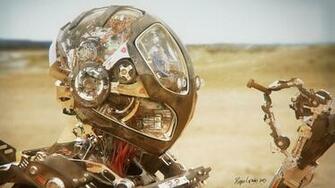 Brain Bot Wallpaper Desert Robot Glass See Through Head Components